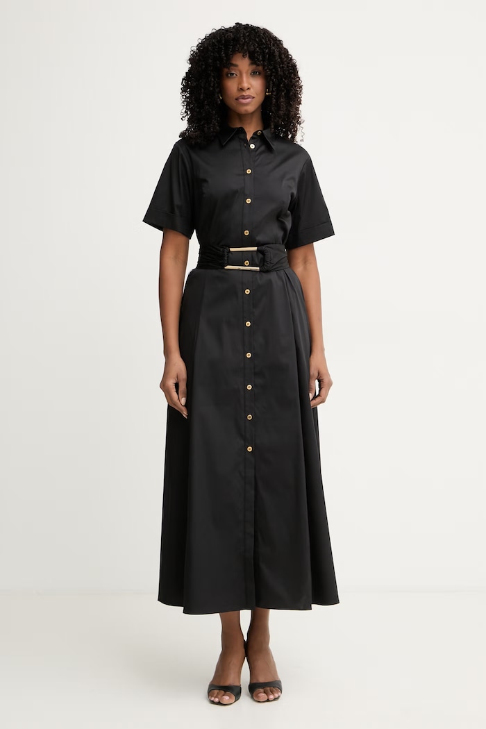 Marciano by Guess sukienka rozkloszowana z bawełną ULLA czarny G6GK44.W1923