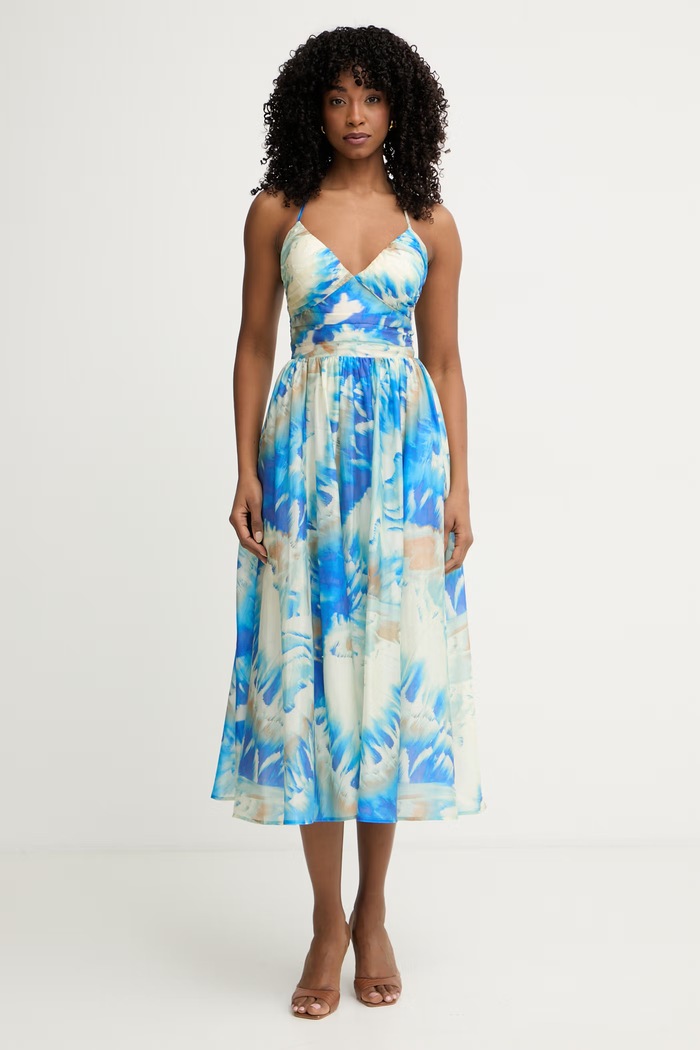 Marciano by Guess sukienka rozkloszowana z lyocellem KAT niebieski G6GK53.W1985