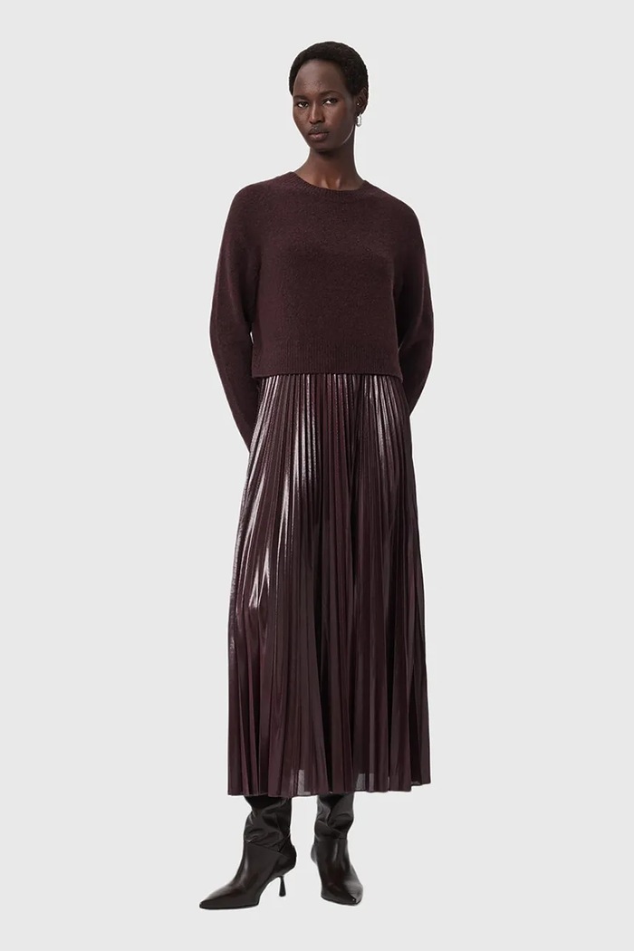Рокля и пуловер AllSaints еластичен кафяв W328DB