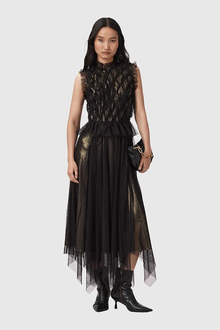 Šaty AllSaints midi černá W186DD