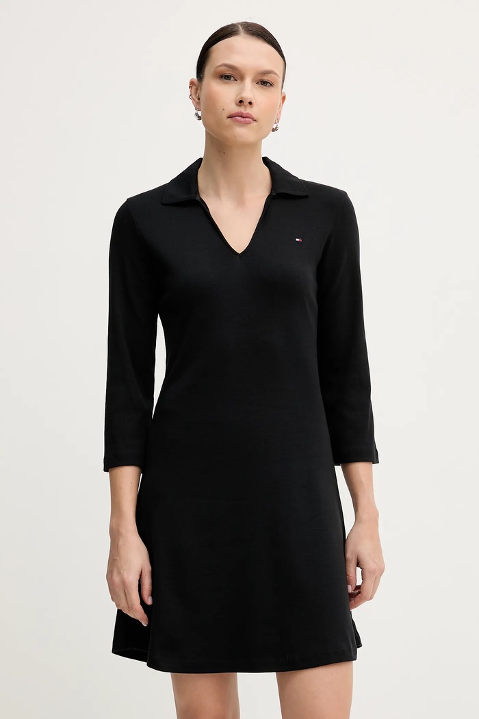 Tommy Hilfiger sukienka bawełniana bawełna czarny WW0WW47868