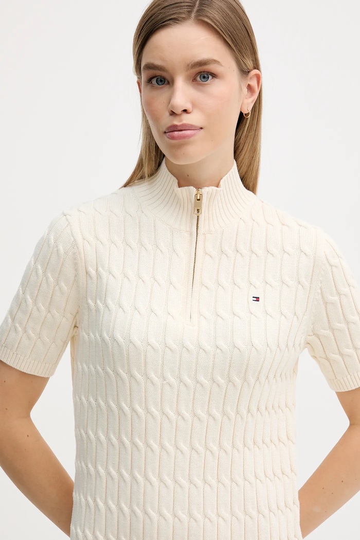 Bavlněné šaty Tommy Hilfiger béžová WW0WW48444