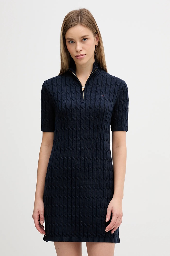 Bavlněné šaty Tommy Hilfiger nášivka námořnická modř WW0WW48444