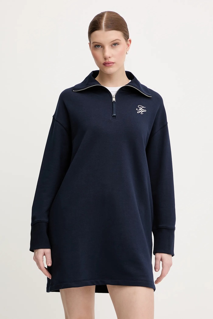Šaty Tommy Hilfiger mini námořnická modř WW0WW48432