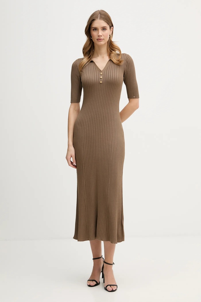 Haljina Tommy Hilfiger pletivo zelena WW0WW48447
