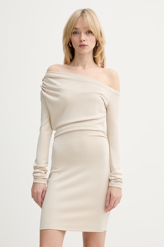 Φόρεμα Guess DESIREE με ελαστάν μπεζ W6RK51.KC842