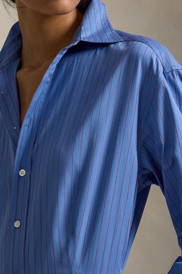 Βαμβακερό φόρεμα Polo Ralph Lauren μπλε 211A96356