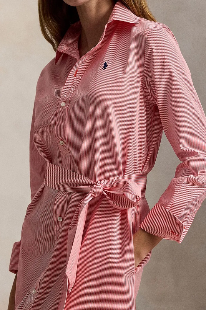 Βαμβακερό φόρεμα Polo Ralph Lauren ροζ 211A96362