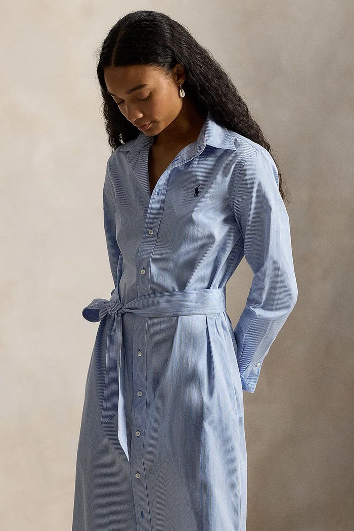 Odzież Polo Ralph Lauren sukienka bawełniana 211A96362 niebieski