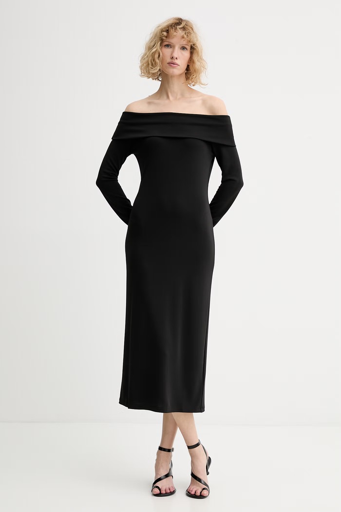 Φόρεμα Calvin Klein με ελαστάν μαύρο LV044E237G