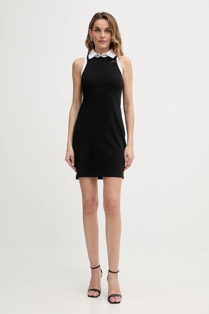 Karl Lagerfeld pamut ruha IKON B1W13032 fekete SS26