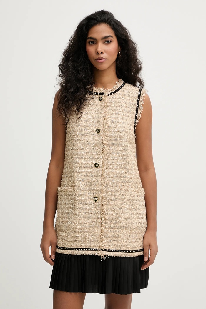 Karl Lagerfeld sukienka z domieszką wełny casual beżowy B1W13008