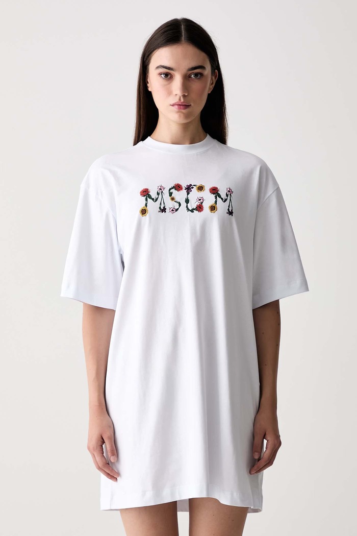 MSGM rochie din bumbac alb 4041MDA82N.267002
