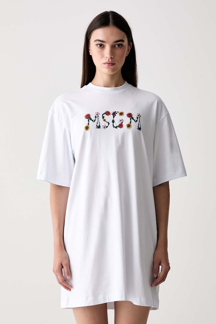MSGM платье из хлопка белый 4041MDA82N.267002