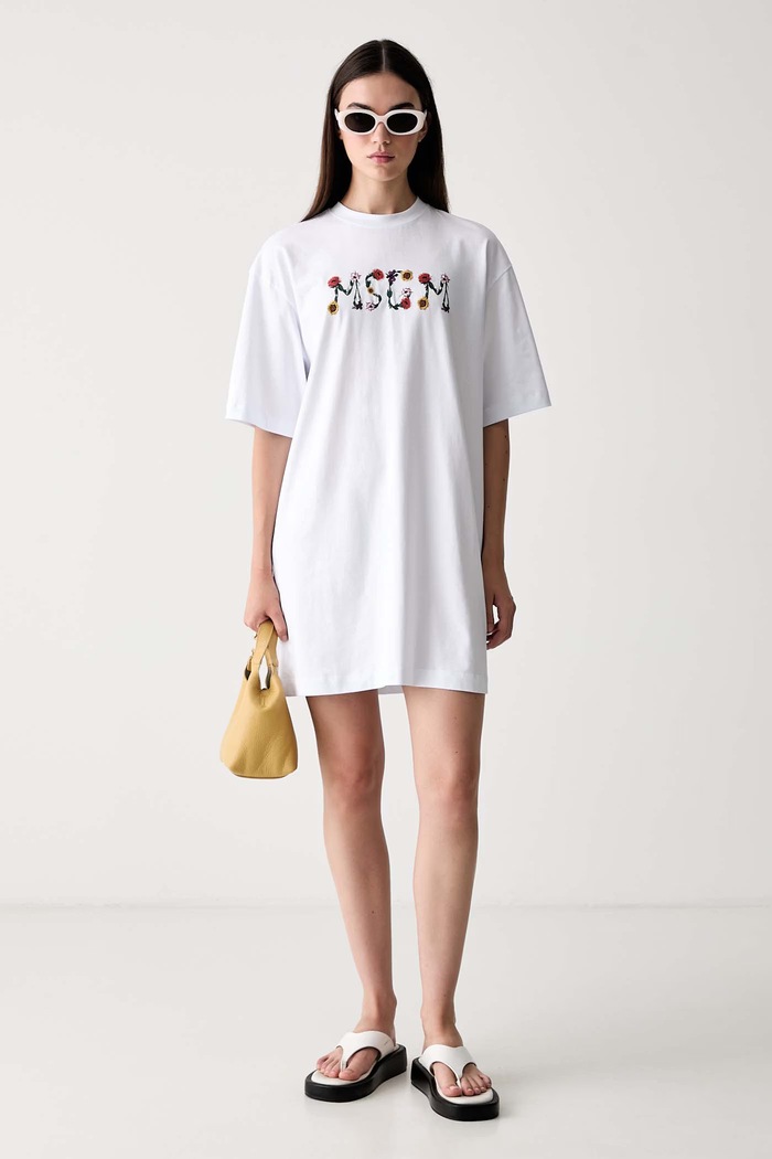 MSGM rochie din bumbac 4041MDA82N.267002 alb SS26