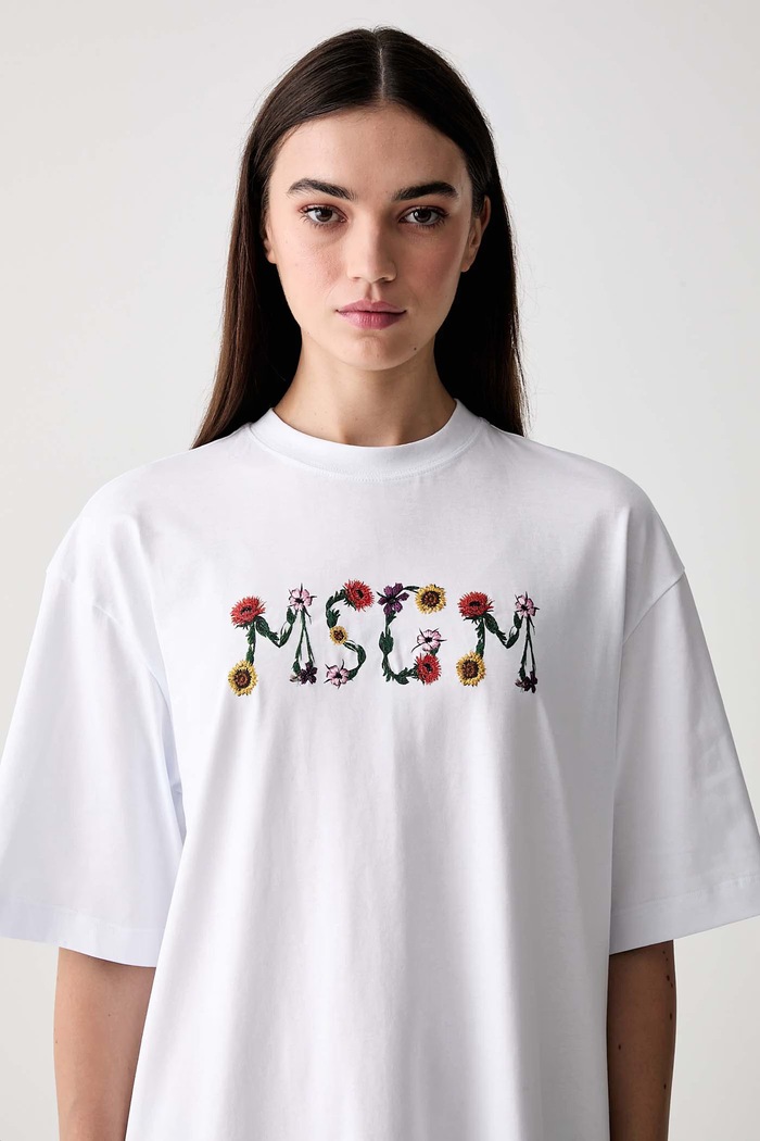 MSGM rochie din bumbac alb 4041MDA82N.267002