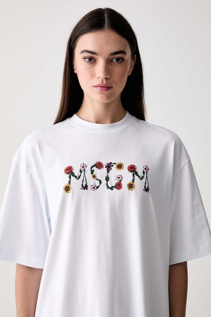 MSGM платье из хлопка белый 4041MDA82N.267002