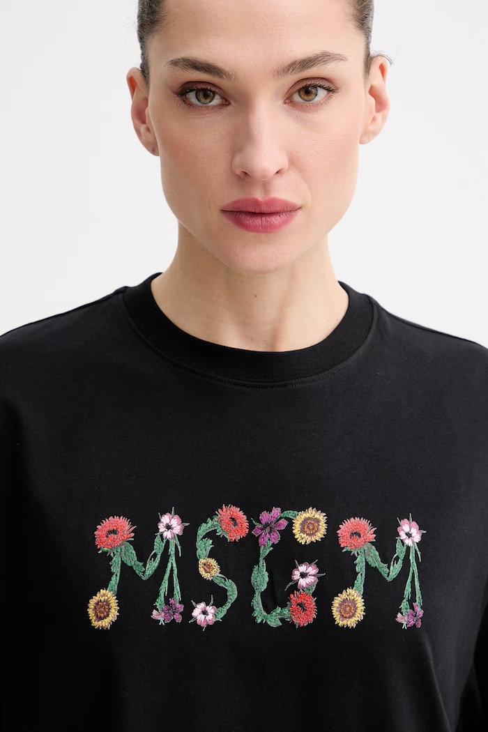 MSGM šaty bavlnené čierna 4041MDA82N.267002