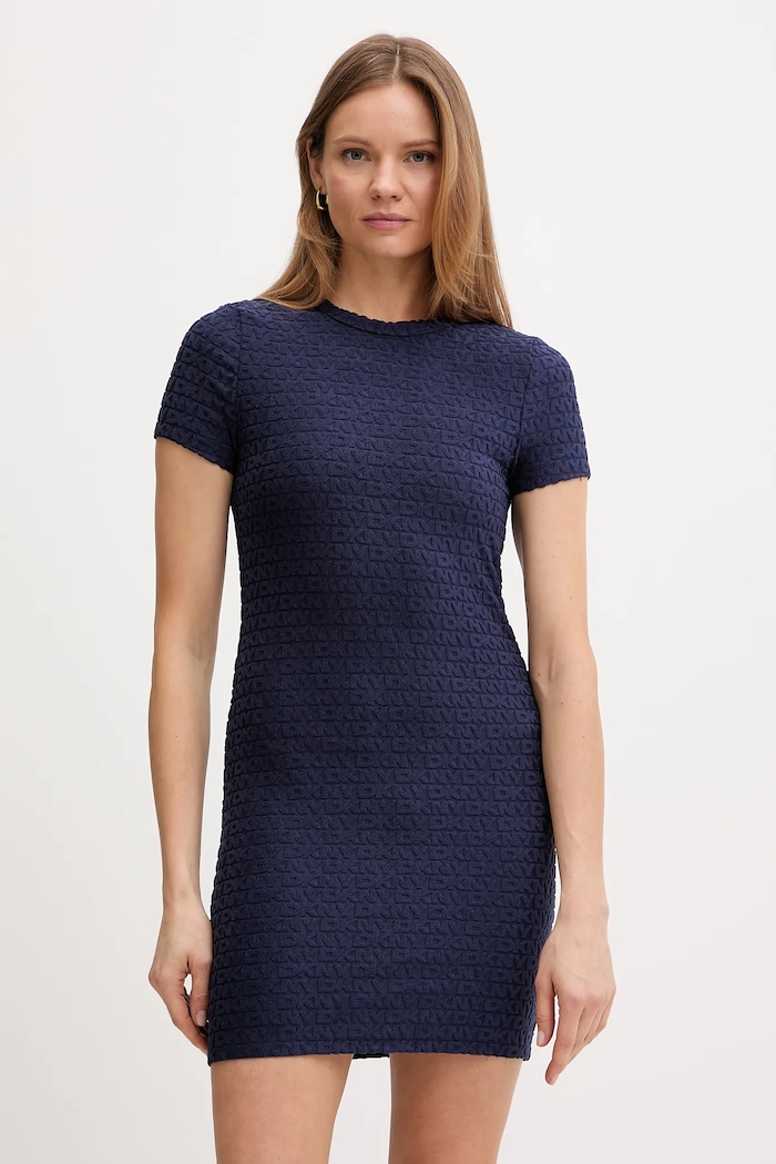 Šaty Dkny s elastanom modrá DJ6D9168