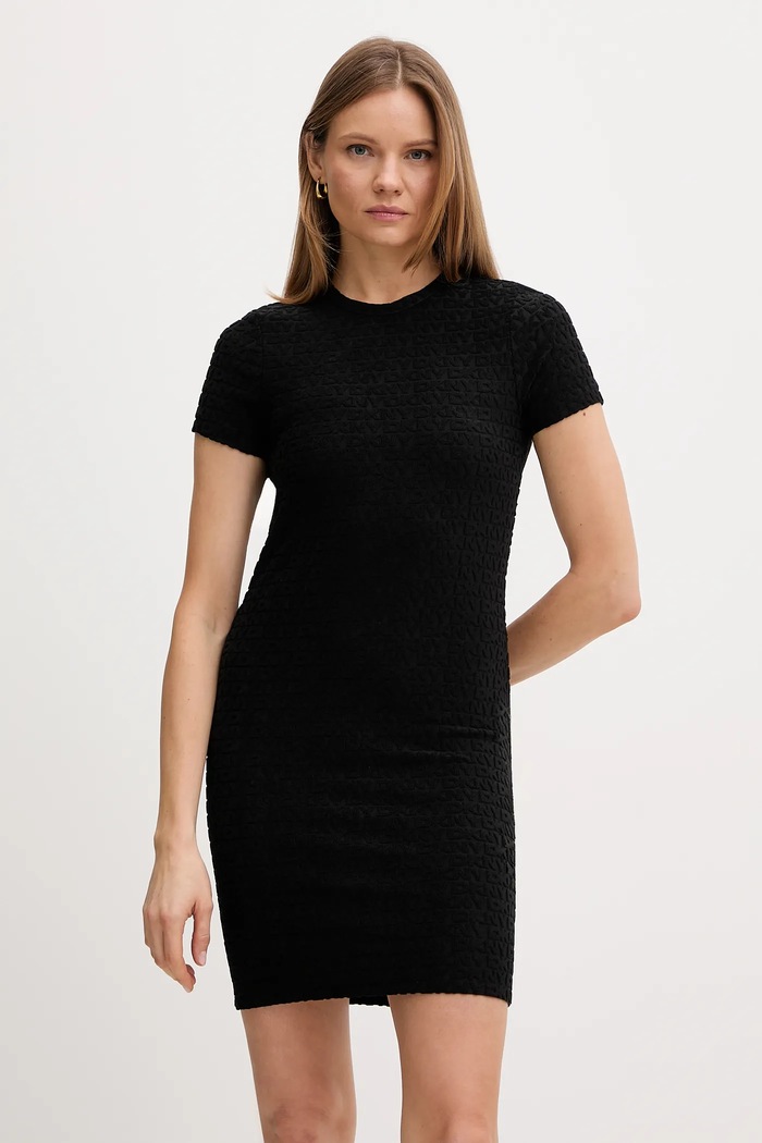 Šaty Dkny s elastanom čierna DJ6D9168