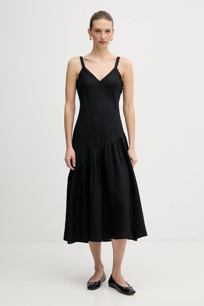 Λινό φόρεμα Dkny casual μαύρο P5JNCD88
