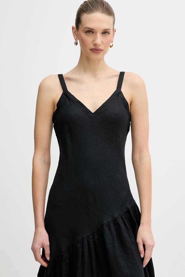 Λινό φόρεμα Dkny μαύρο P5JNCD88