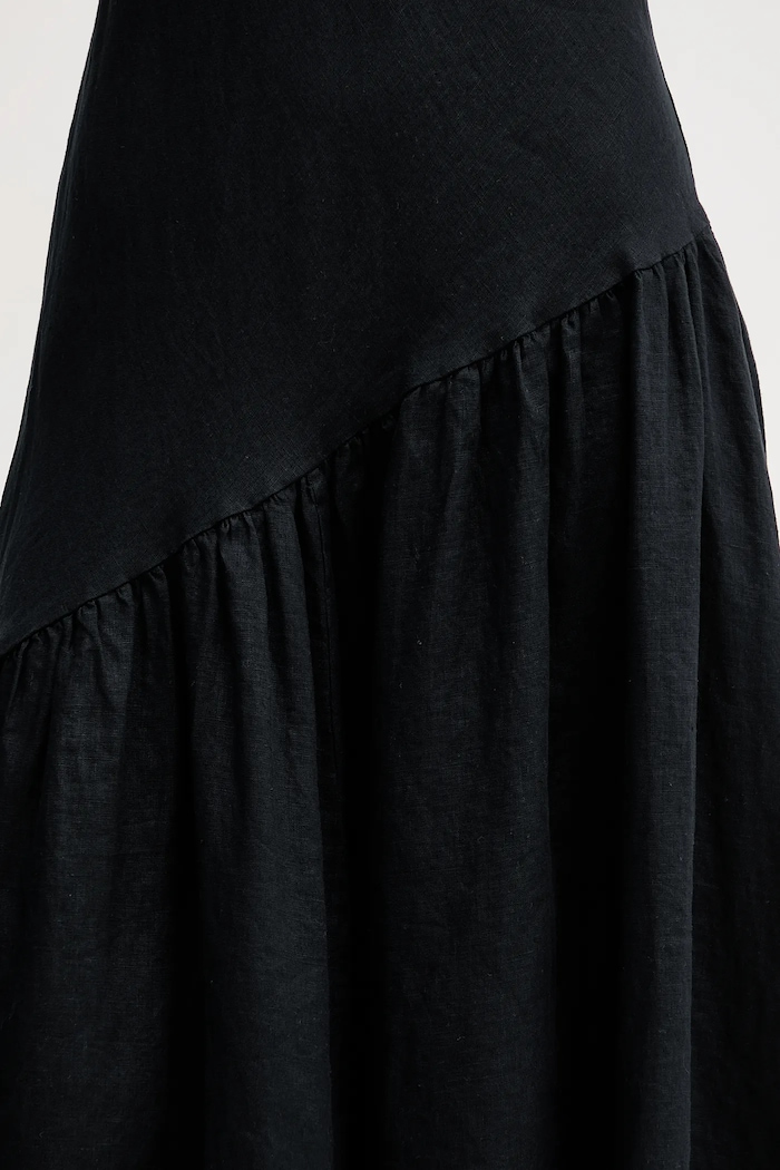 Λινό φόρεμα Dkny P5JNCD88 μαύρο