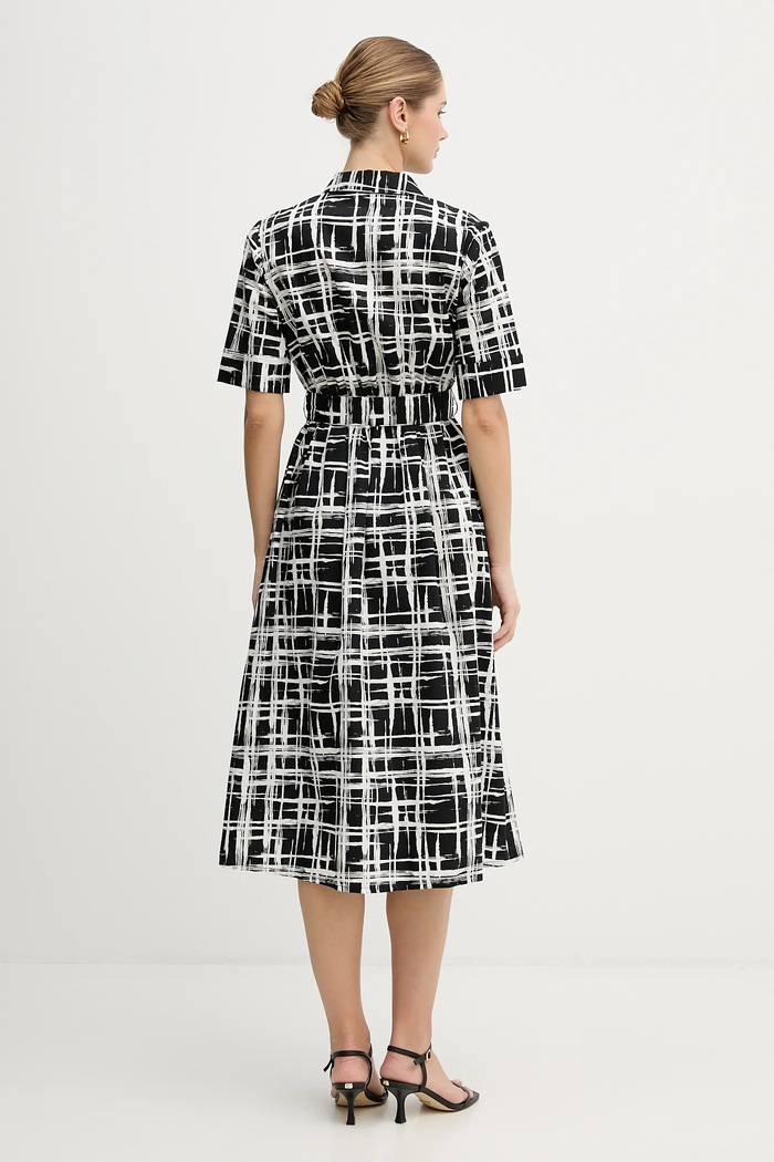 Pamučna haljina Dkny DD5A1120 crna SS26