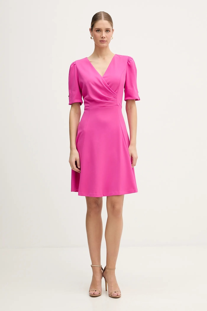DKNY sukienka rozkloszowana z elastanem fioletowy DD6A127A