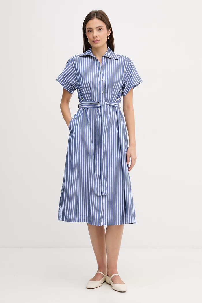 DKNY rochie de vară din bumbac DD5A1P12 albastru SS26