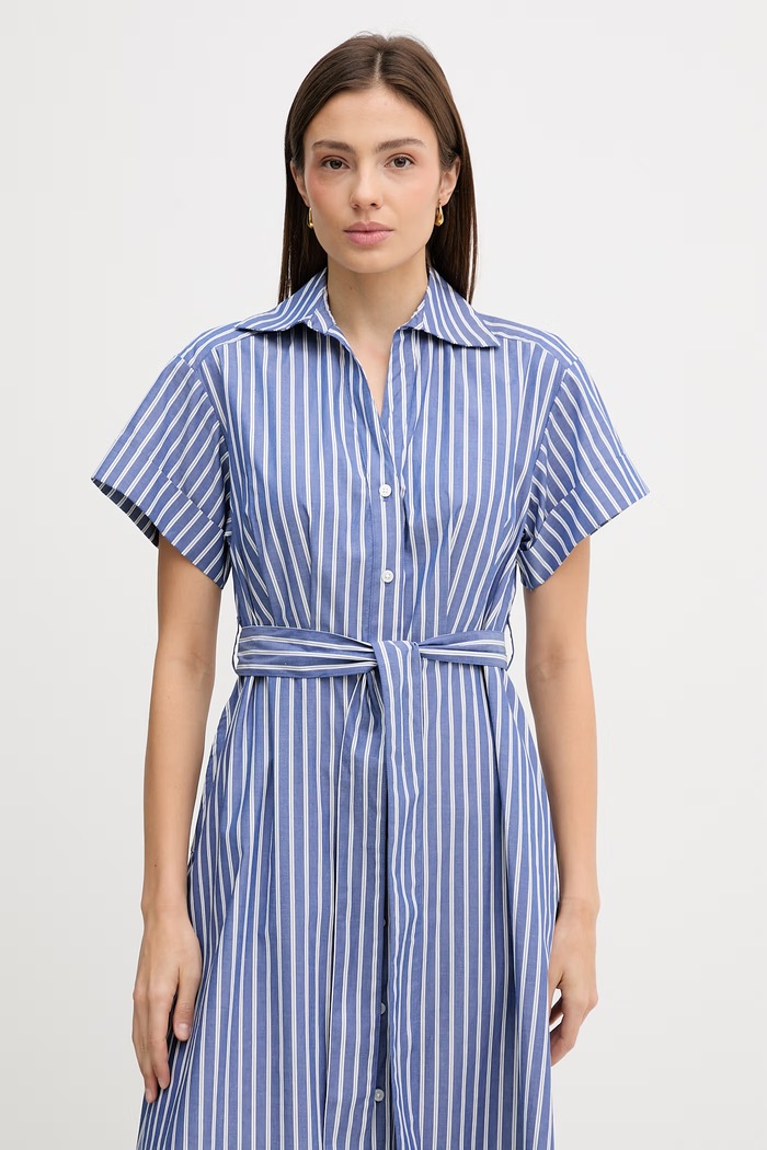 DKNY rochie de vară din bumbac albastru DD5A1P12