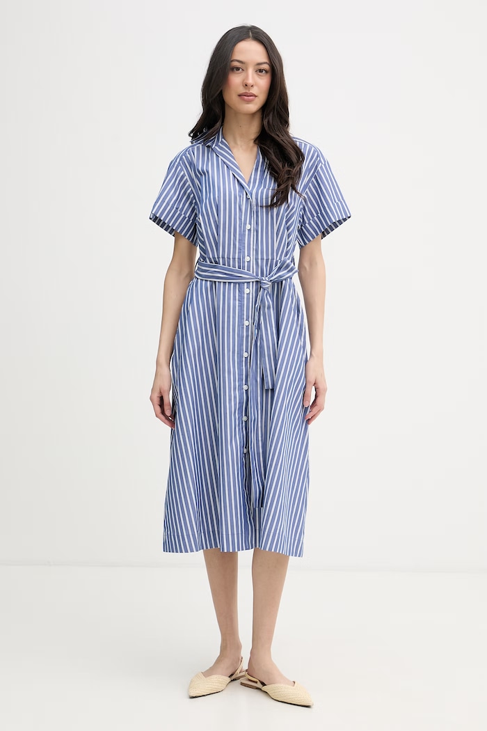 DKNY rochie de vară din bumbac albastru DD5A1P12