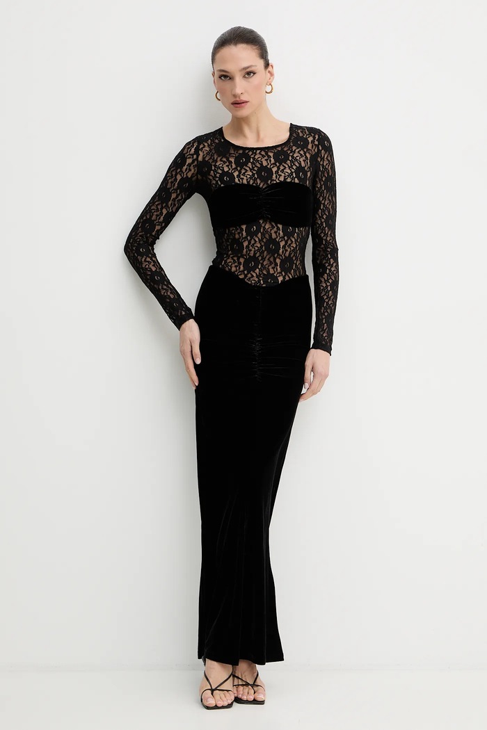 Velurové šaty Bardot 60151DB černá SS26