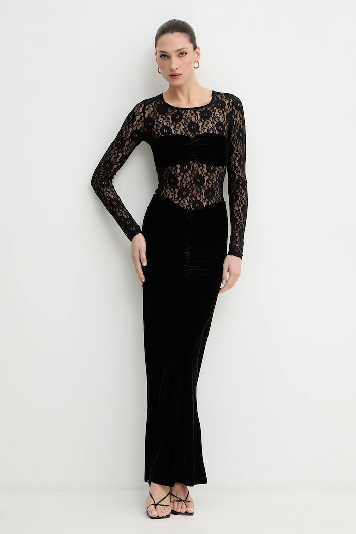 Velurové šaty Bardot 60151DB černá SS26
