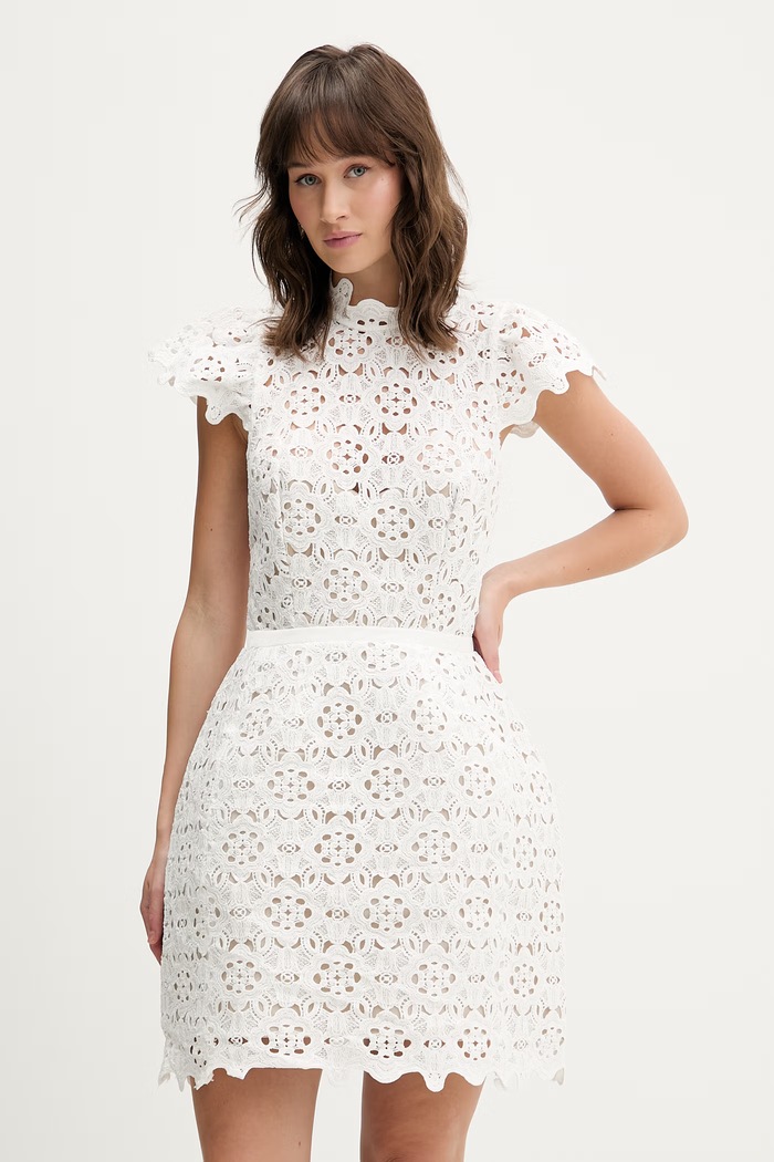 Šaty Bardot čipka biela 60224DB