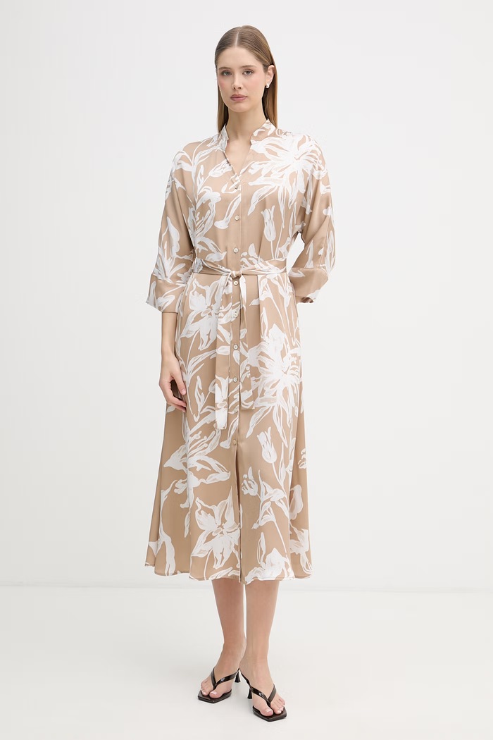 Joseph Ribkoff rochie tip cămașă bej 261296