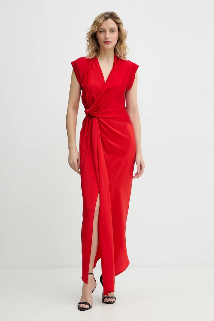 Victoria Beckham rochie din mătase maxi rosu 1126WDR006893A