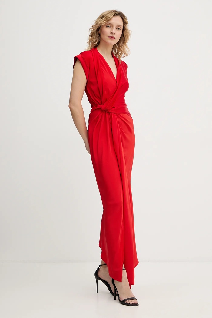 Victoria Beckham rochie din mătase 1126WDR006893A rosu SS26