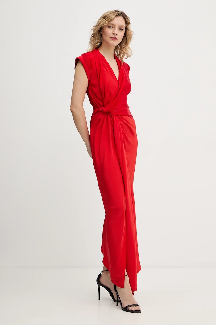 Victoria Beckham rochie din mătase 1126WDR006893A rosu SS26