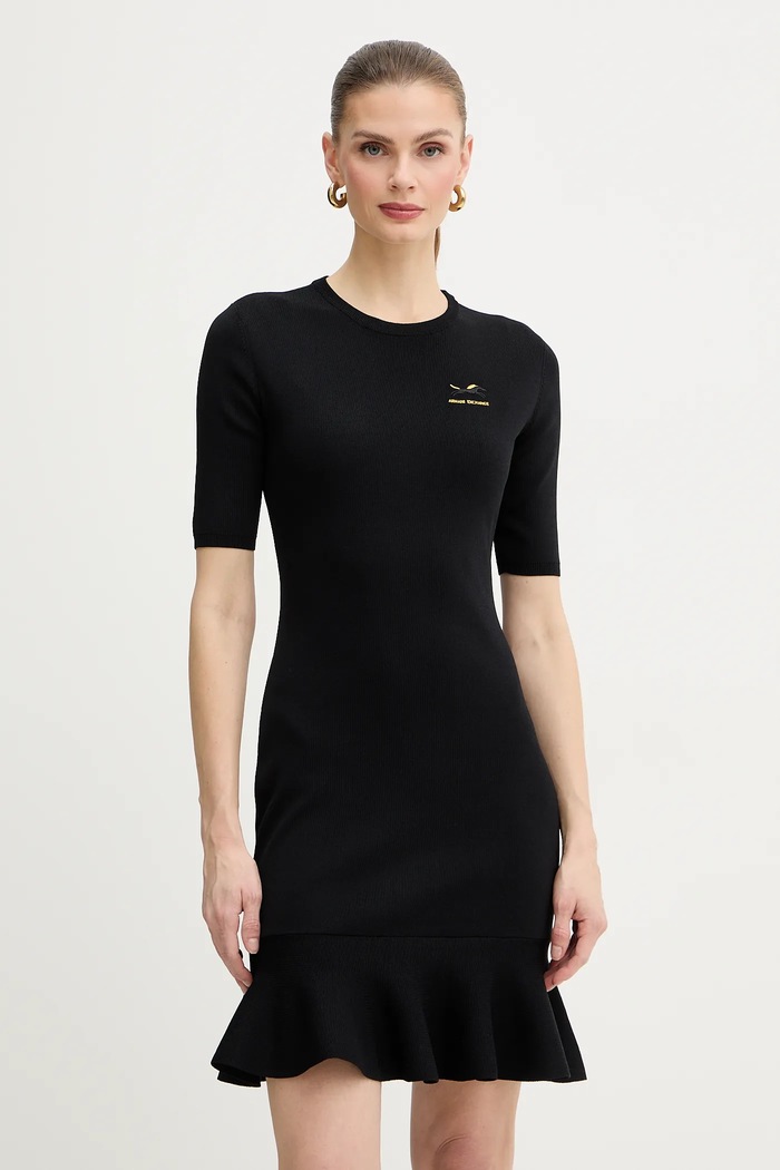 Haljina Armani Exchange bez uzorka crna XW001872.AF10352