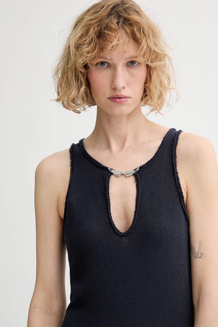 Zadig&Voltaire šaty s prímesou ľanu JWDR01126 čierna