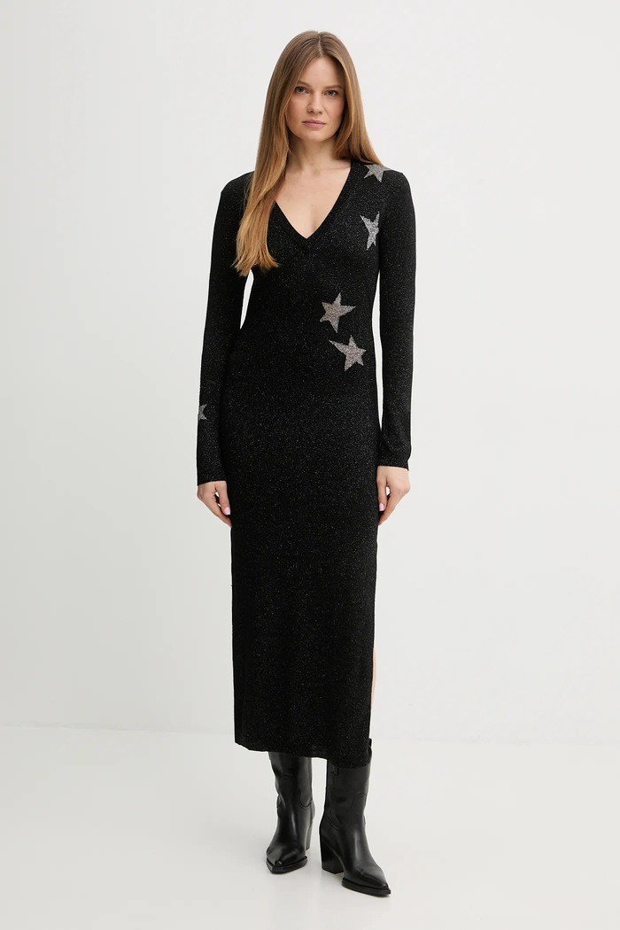 Haljina s primjesom vune ZADIG&VOLTAIRE casual crna KWDR01219
