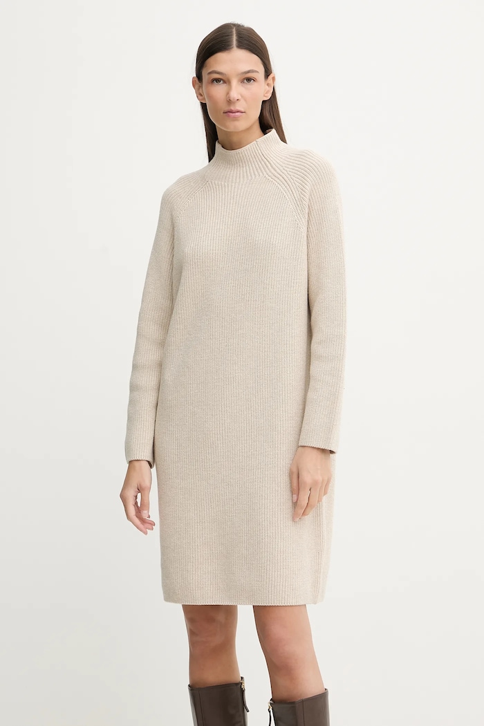 Marc O'Polo rochie cu lână mini bej 600605967001