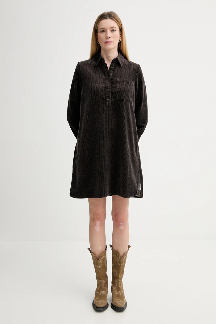 Marc O'Polo rochie din velur 5000007458 maro SS26