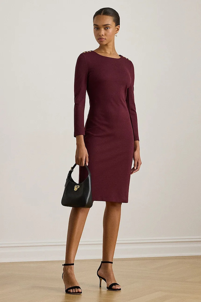 Šaty Lauren Ralph Lauren s elastanom burgundské 200980931