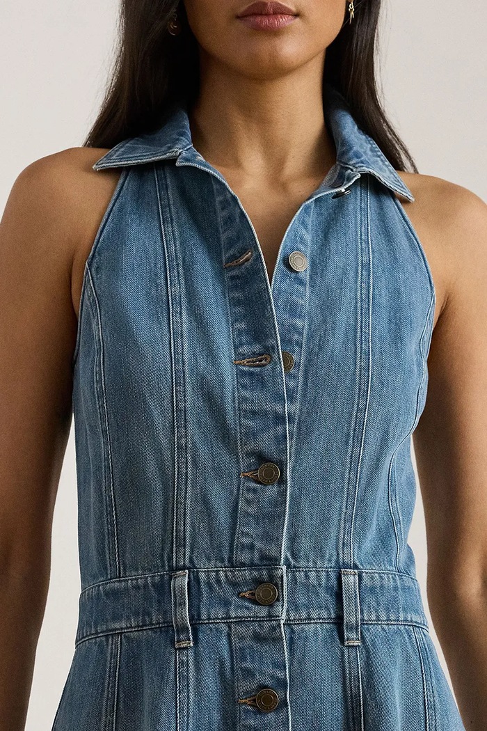Rifľové šaty Lauren Ralph Lauren modrá 200P03639