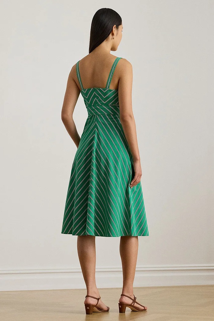 Lauren Ralph Lauren sukienka bawełniana 200P03708 zielony SS26