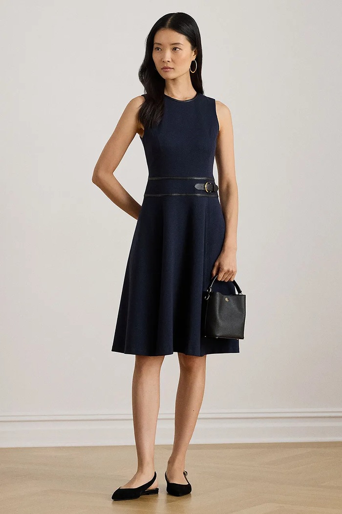 Lauren Ralph Lauren sukienka z elastanem granatowy 200P03728