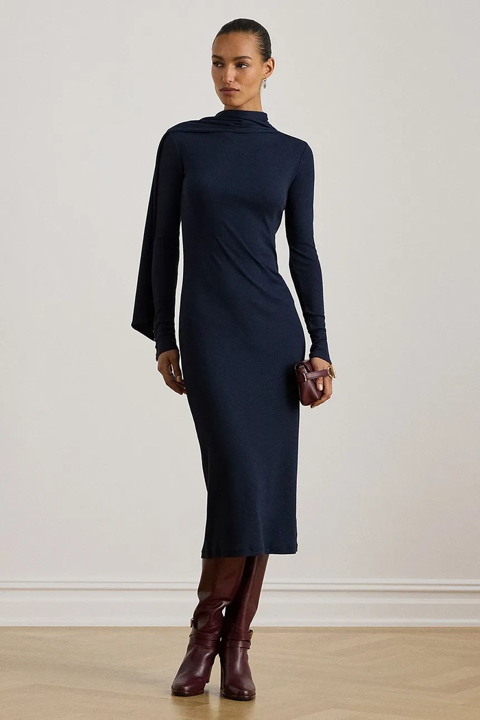 Šaty Lauren Ralph Lauren midi námořnická modř 200P03733