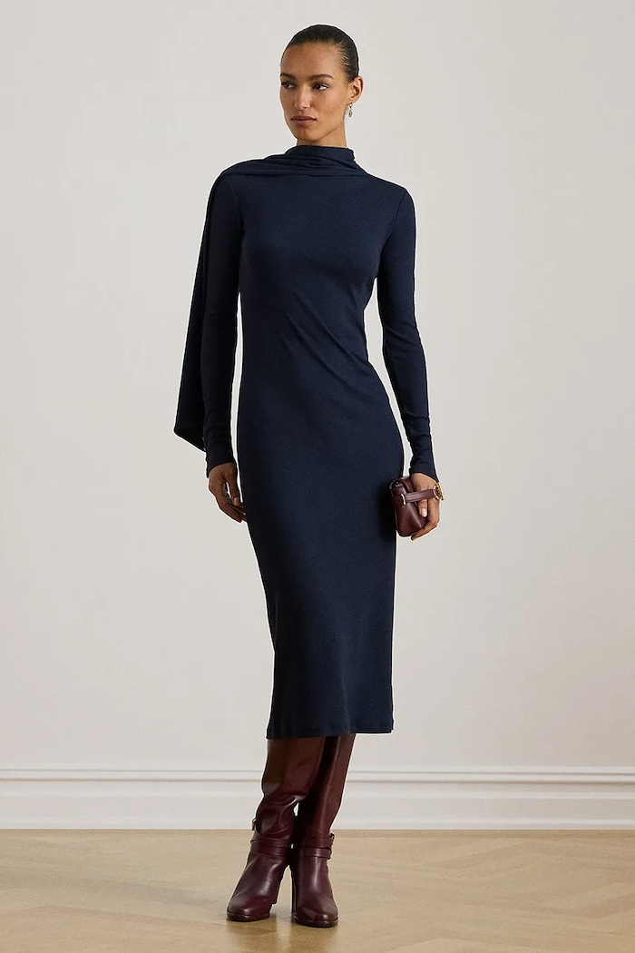 Šaty Lauren Ralph Lauren midi námořnická modř 200P03733
